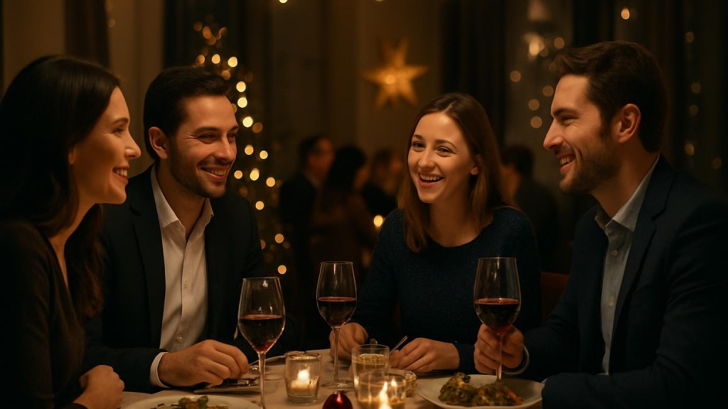 Gruppo di adulti in contesto sociale per Capodanno